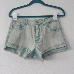 Fashion Nova "In Living Color"‎ Blue Acid Wash Frayed Hem Denim Shorts Size 10